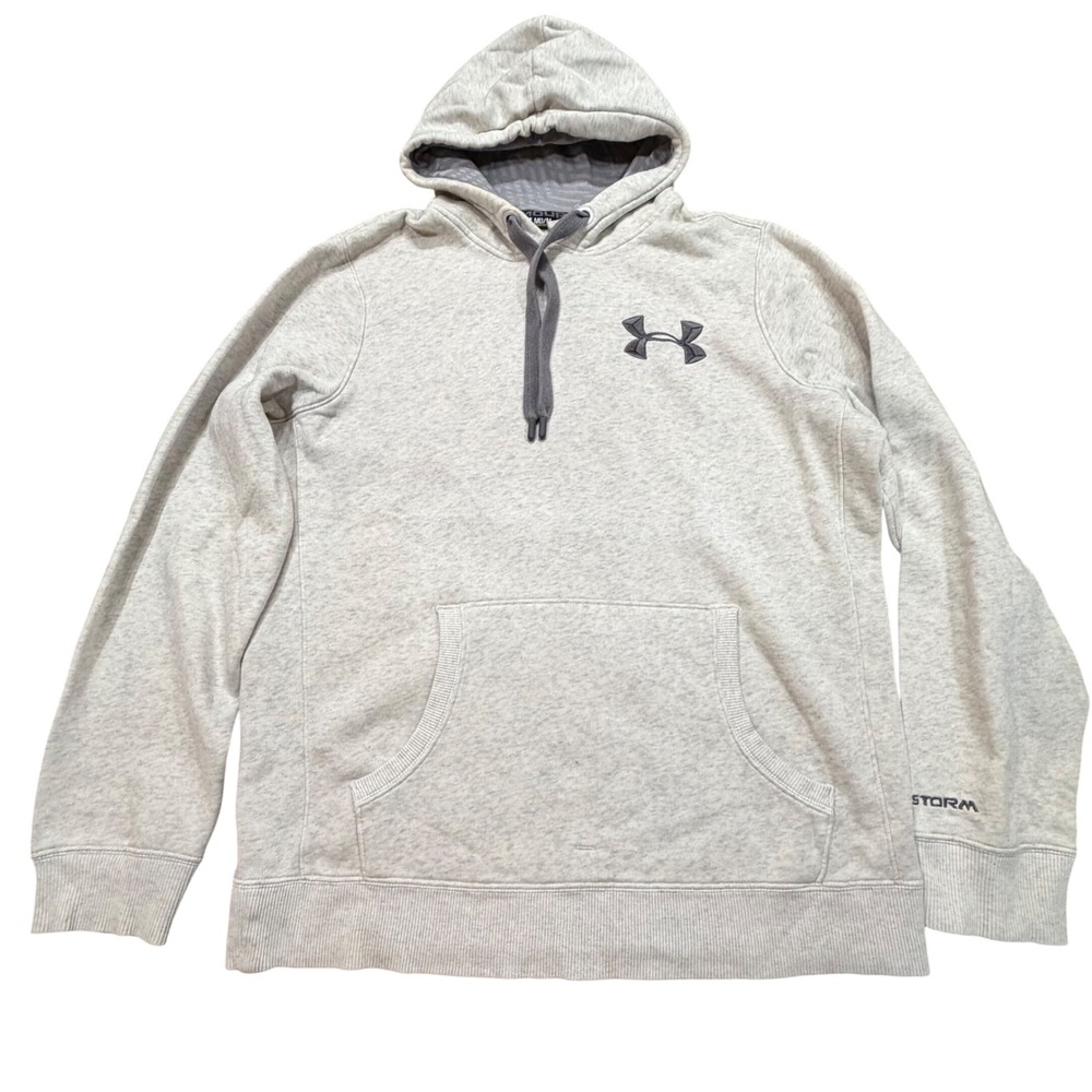 Under Armour Storm Mens Hoodie Gray Heathered Loose Fit Pullover Size Medium
